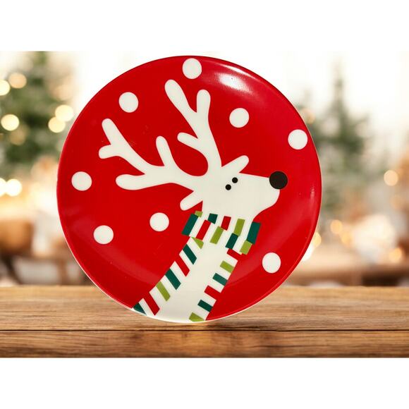 Crate and Barrel Reindeer Plates - Etsy Crate & Barrel Reindeer Plates-Set of 6-Christmas Dessert Plates-Holiday-Salad